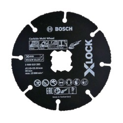 Универсален карбиден диск за рязане Bosch Carbide Multi Wheel, 115мм/ 22,23мм - X-Lock